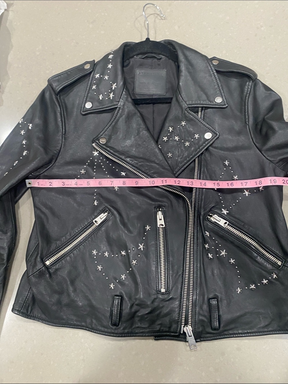 all saints leather balfern stela star studded moto jacket biker us 12 - Picture 13 of 14